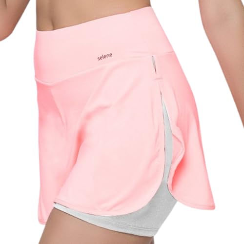 SELENE Short Saia Academia Beach Tennis Proteção UV Fitness, Rosê, G