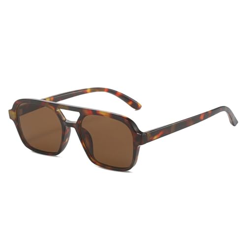 Lunettes de soleil rétro carrées UV400 mode léopard bleu thé pour homme et femme LVTFCO