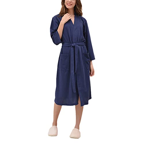 Peignoir de bain gaufré élégance bleu marine finitions soignées taille M homme femme