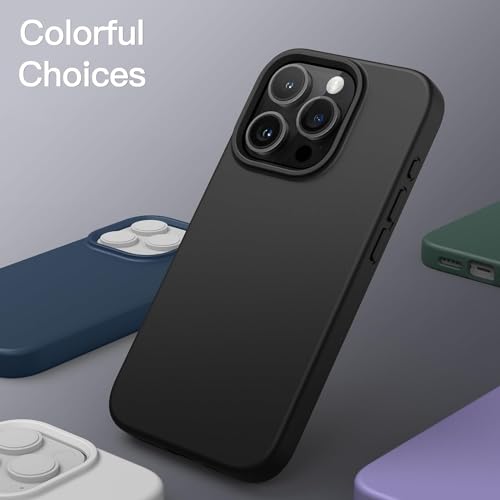 Image of DIZORO Compatible for iPhone 15 Pro Max Case 6.7, Slim Liquid Silicone Case 3 Layers Full Covered Soft Gel Rubber Phone Case Protective Cover 6.7 Inch - Black
