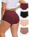 INNERSY High Waist Unterhose Damen Große Größe Boxershorts Baumwolle Boyshorts Panties Mehrpack 4 (56-58, Weinrot/Schwarz/Braun/Grau-...