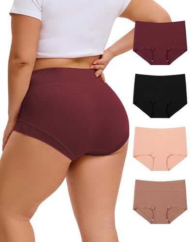 Boxers femme en coton grandes tailles 44-62 culotte taille haute lot de 4
