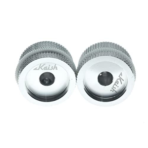 KAISH 2pcs 63/64\"(25mm) Diam. Aluminium Potentiometer Knobs 1/4\" Universal Metal Pot Knobs for Guitar/Bass/AMPS Amplifier/Power Amplifier/Preamps/Audio Equipments Silver with White Rubber o-ring