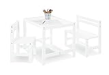 Edad Mínima: 2 años Pinolino 202420 Timo - Set infantil de mesa y bancos de madera, color blanco