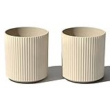 Veradek Demi Series Round Planter for Porch, Patio, Backyard | Durable Plastic-Concrete Material | Modern Décor for Tall Plants, Flowers