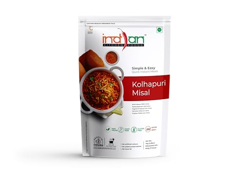 Image of Indian Kitchen Foods Instant Kolhapuri Misal Ready to Eat Foods, Freeze Dried Ready to Cook Meals, Instant Food, Indian Vegan Food Products (75gm)