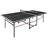 Ping Pong Table Foldable & Portable 6/8/9FT Table Tennis Table Set for Indoor & Outdoor Games with Net & Post, 2 Table Tennis Paddles and 3 Balls (Black-8FT)