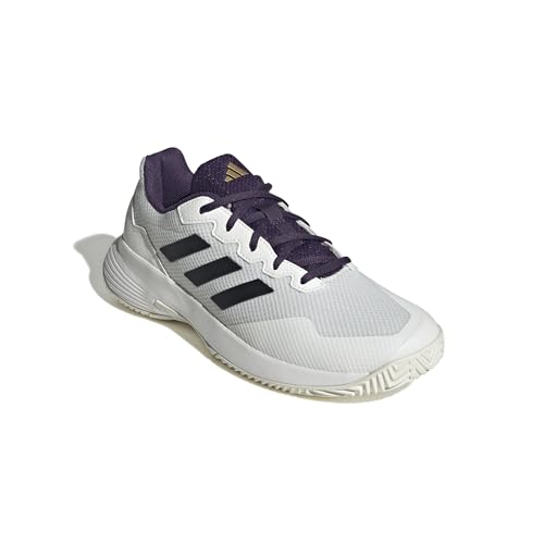 adidas Herren Gamecourt 2.0 Tennis Shoes Tennisschuhe, core White/core Black/Aurora Plum, 43 1/3 EU