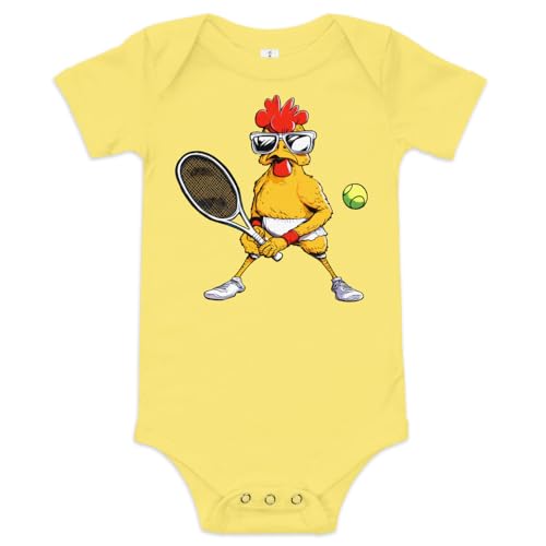 Tennis Chicken Baby Onesie Yellow