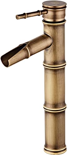 Grifo de lavabo antiguo contra salpicaduras con salida cascada de latón retro monomando