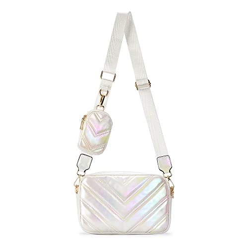 Image of Herald Quilted Small Crossbody Bag with Coin Pouch for Women | Lightweight, Vegan Leather, Trendy Style, Detachable Mini Pouch, 2 Size Cross Body Handbags with Wide Strap for Daily Travel