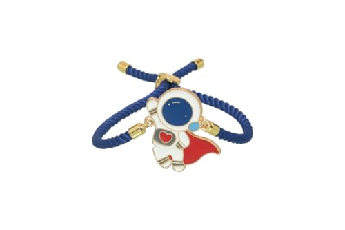 Image of Kizzi Superhero Lil Bro Premium Bracelet - Adjustable Navy Blue & Red Braided Premium Bracelet with Charm for Kids - Ideal Gift for Brothers