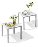 Crestlive Products Aluminum Outdoor Side Table Set of 2, Pool Lounge Chair Side Table, Weather Resistant Small Square Coffee End Table for Patio, Yard, Garden, Porch, Deck, Outdoor