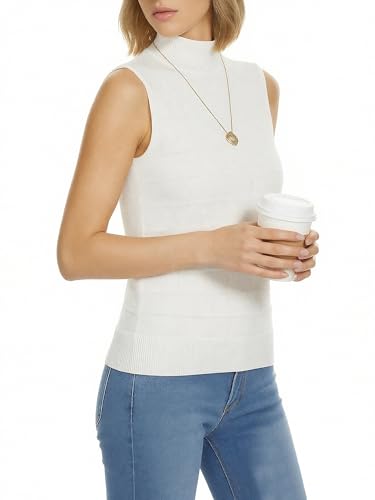 Image of INKOFF Sleeveless Mock Neck Turtleneck Knit Tops Women Dressy Casual Sweater Vest Business Work Tank