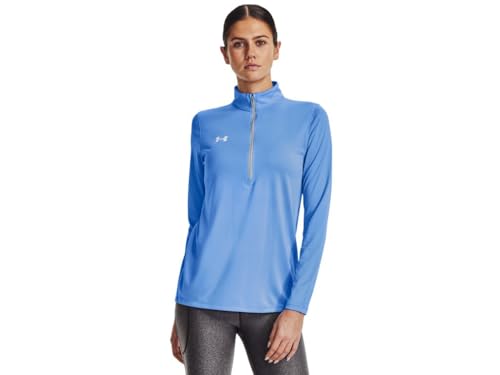 Under Armour Team Tech Womens Long Sleeve Half Zip M Carolina Blue-White