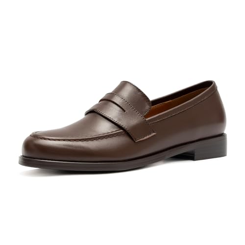 Image of ONEENO Women's Classic Flat Leather Penny Loafer