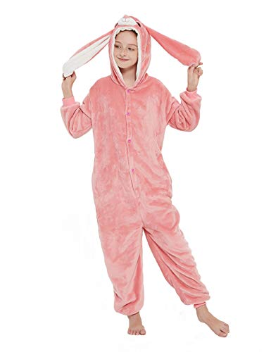 Abenca Easter Kids Bunny Onesie Rabbit Pajamas For Girls Cartoon One Piece Animal Halloween Christmas Cosplay Costume.pink Bunny.140 #TOP2