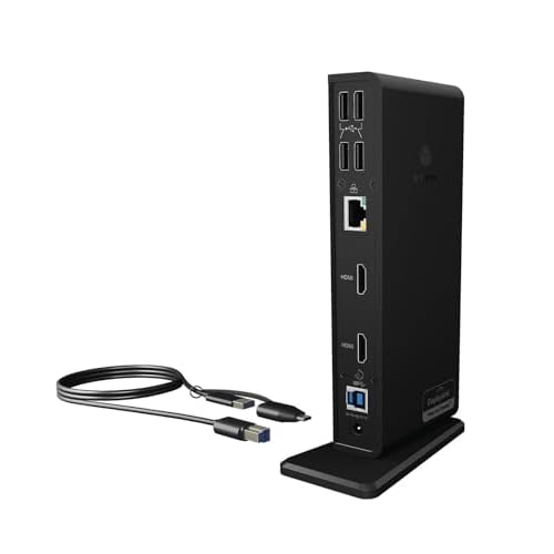 ICY BOX USB-C Docking Station (11-in-1) für 2 Monitore (2x HDMI), 4K 60Hz, 6-fach USB 3.0 HUB, Gigabit Ethernet, Audio, Schwarz, IB-DK2251AC