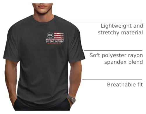 Image of Ithalt Men's American Flag Shirt 4th of July T-Shirt USA Patriotic Tee Shirt Independence Day Top