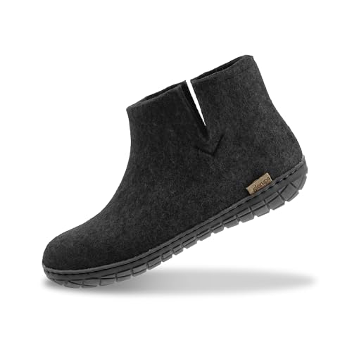Image of Glerups 100% quality wool mix Boot Slipper with rubber sole - Unisex