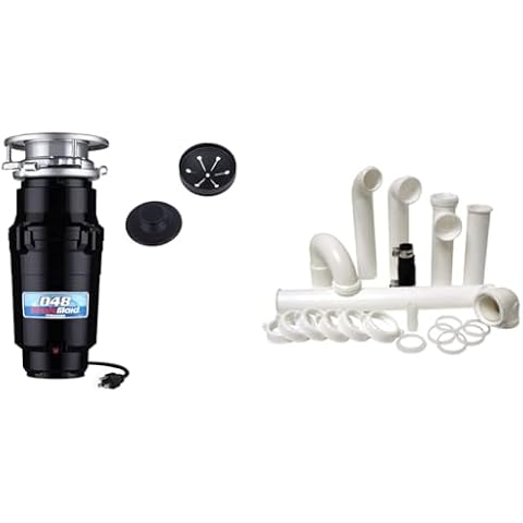 Waste Maid 10-US-WM-048-3B Garbage Disposal Anti-Jam Stainless Steel Food Waste Grinding System, 1/3 HP Builder, Black & PF WaterWorks PF0989Garbage Disposal Installation KitWhite Cover