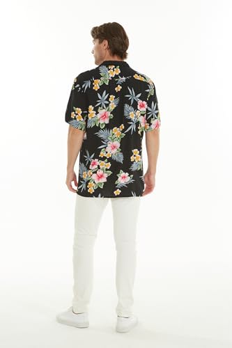 Image of Matchable Couple Hawaiian Shirt or Wrap Dress Signature Prints Hibiscus | Sold Individually; Soft Rayon Fabric; Lightweight Comfort; Signature Tropical Prints; Vacation Ready