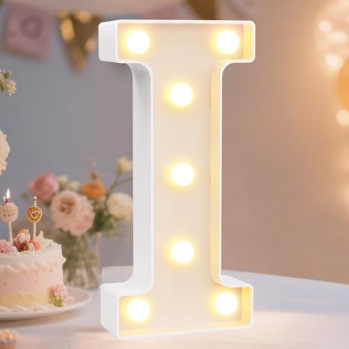 Image of Pooqla LED Marquee Letter Lights Sign, Light Up Alphabet Letter for Home Party Wedding Decoration I