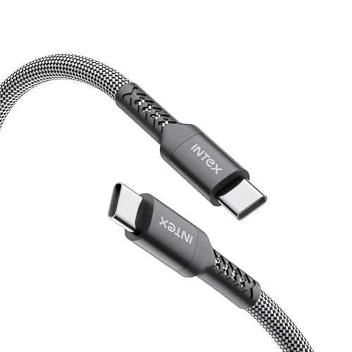 Image of Intex Speed Max 65W Fast Charging Braided Type C to Type C Cable, 480Mbps, Trangle Free, Data Sync Cable Compatible For Laptop, BT Speaker, Mobile, Tablet, TWS & Other Type C Devices- Black
