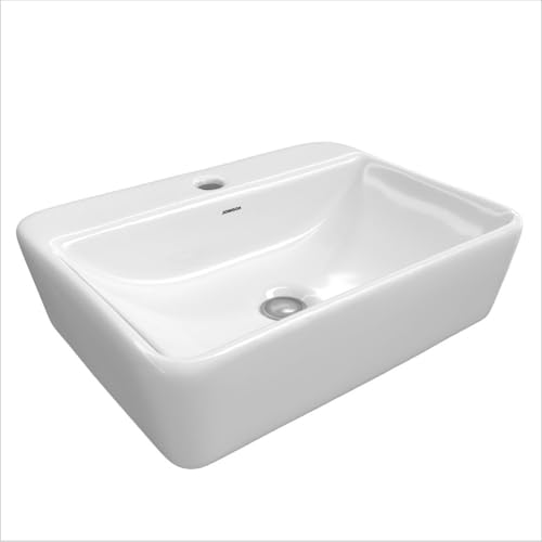 Image of Johnson Ruby Table Top Basin | 475x360x135mm | Ceramic Counter Top Basin for Bathroom, Dinning Hall | White | 10.5 Kg | 10 Years Warranty (P0414PW0022)