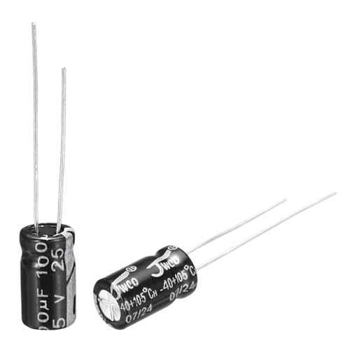 sourcing map 100uF 25V 6x12mm Electrolytic Capacitor, Radial Leads Aluminum Capacitors for TV, LCD Monitor, VCD, 15Pcs