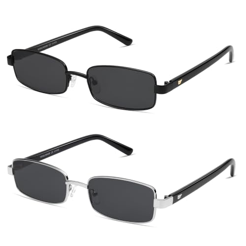 Image of VANLINKER Retro Rectangle Polarized Sunglasses for Women Men Small 90s Vintage Trendy Slim Narrow Rectangular Frame VL9684