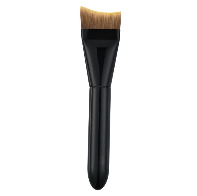 Foundation Brush, Crescent-Shaped Flat Top, Ultra-Thin Short Hair Bristles, Black Handle, Non-Dirty Hand Design