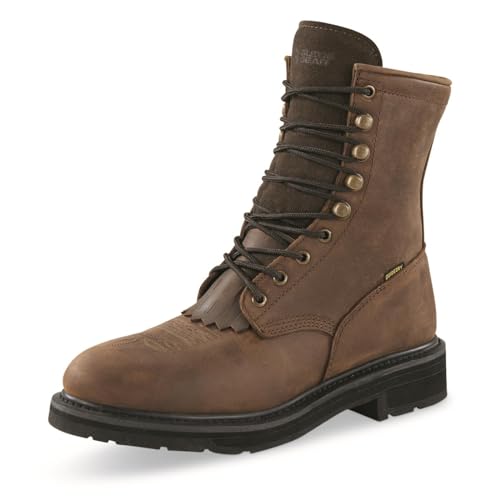 Guide Gear Men's Western Work 2.0 Lace-Up Waterproof Work Boots; Cowboy Rodeo Work Boots Leather Waterproof Footwear2