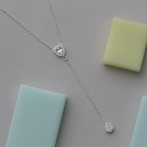 Image of TRUESILVER ACPL 925 Sterling Silver Lariat Necklace for Women | Y-Shape Pendant Necklace with Chain | Fine Silver Jewelry | Gift for Women & Girls