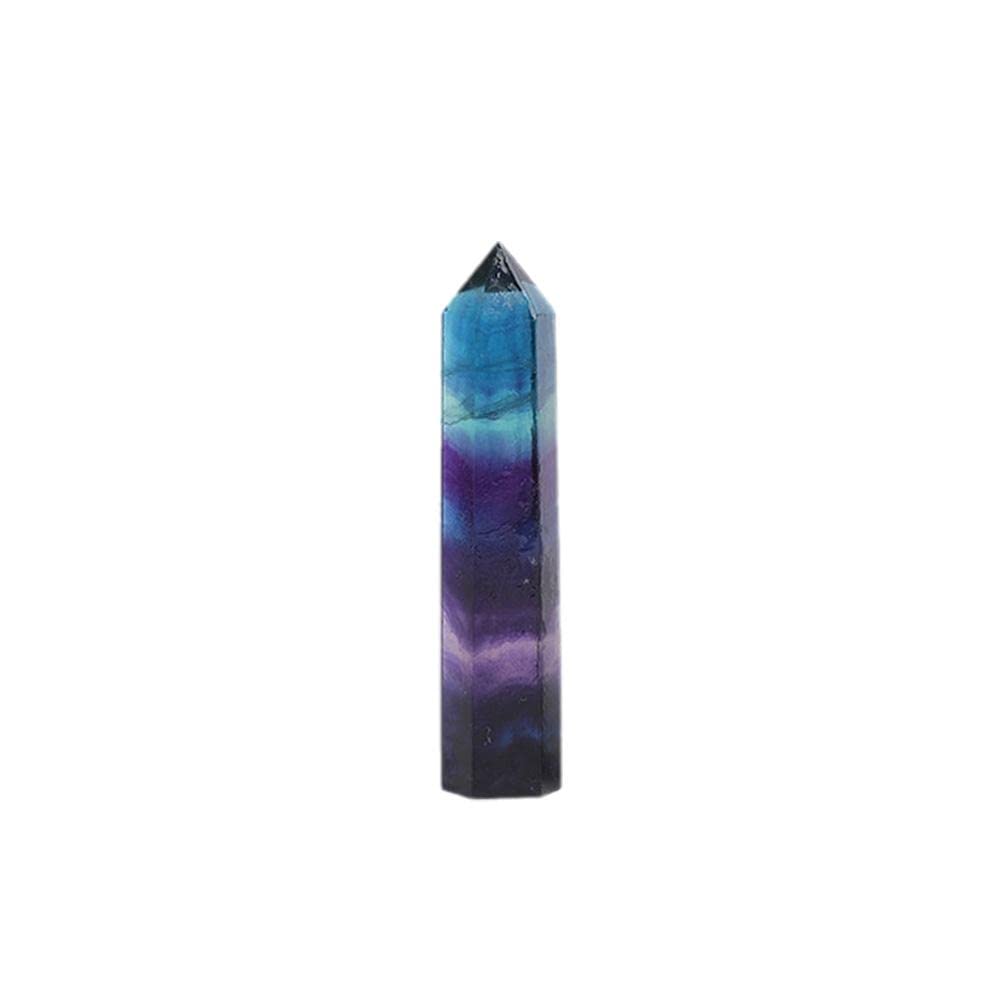 Natural Crystal Striped Fluorite Magic Point Health Stone Hexagonal Column Crystal Colorfull Energy Fluorite Ornament