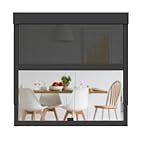 CLIP'N'SHADE Grau - Aussenrollo gegen Hitze, Jalousie, Sichtschutz und Abdunkelung für Fenster, Hitzeschutz Rollo ohne Bohren (Breite: 90 cm, Höhe: 91-140 cm, Blickdicht)