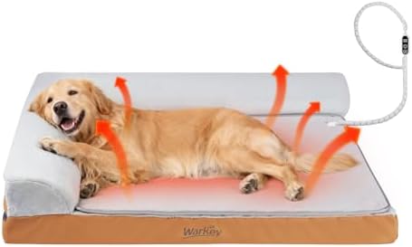 Heated Dog Bed Large Sized Dog, Heated Pet Bed for Large Dogs, Wa...