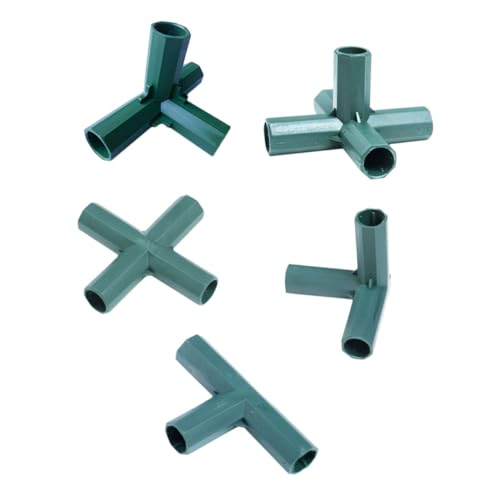 KESYOO 5個 園芸支柱ジョイント点 固定用接続具 多機能プラントサポート 緑色耐久性素材 ガーデン用補強ブラケット多様接続