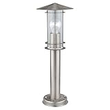 EGLO Außen-Wegelampe Lisio, 1 flammige Außenleuchte, Wegeleuchte aus Edelstahl, Farbe: Silber, Glas: klar, Fassung: E27, IP44