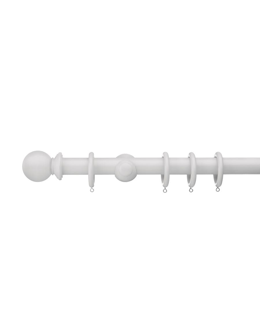 Swish Romantica Ball 28mm Wooden Curtain Pole Set, Paper White, 240 cm