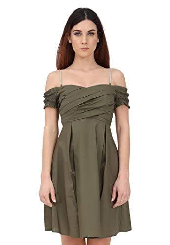 Robe courte Liu Jo Jeans vert d'été pour femme chic décolleté bretelles bijoux raffinées