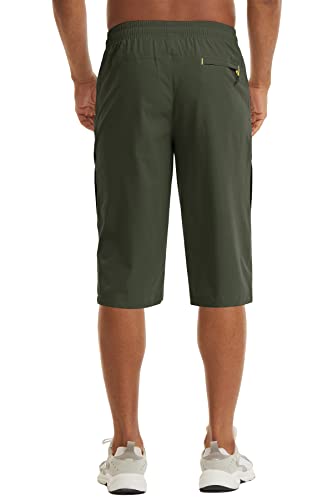 Image of MAGCOMSEN Men's Capri Shorts Quick Dry Below Knee 3 /4 Capri Pants with Zipper Pockets for Workout Running Training Summer