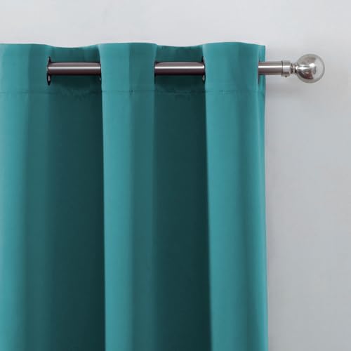 Image of LEMOMO Sea Teal Blackout Curtains 42 x 54 Inch Length Set of 2 Panels Grommet Bedroom Curtains for Living Room