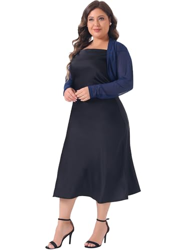 Image of Agnes Orinda Plus Size Mesh Crop Cardigans for Women Long Sleeve Open Front See Through Sheer Bolero Shrug Top