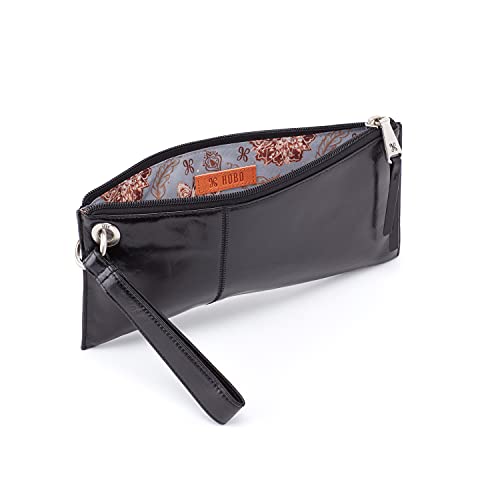 Hobo Vida Wristlet Pouch For Women - Soft Leather Construction With Top Zip Closure Circular Wrist Strap, Handy And Compact Pouch Black Vintage Leather One Size One Size #TOP2