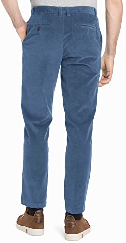 IZOD Men's Tailgate Stretch Flat Front Straight Fit Corduroy Pant, Federal Blue, 32W X 30L2