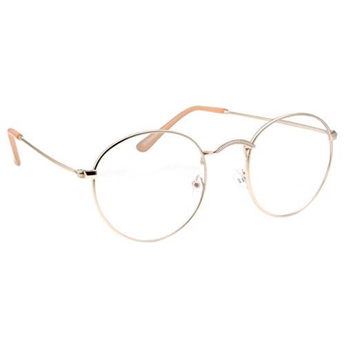 grinderPUNCH Retro Round Clear Lens Glasses Metal Frame