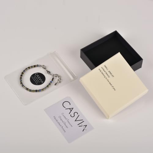 Pulsera artesanal de hematita azul para hombre con cierre ajustable miniatura 6