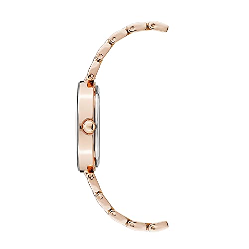 Anne Klein Women's Genuine Diamond Dial Bracelet Watch, Rose Gold/Burgundy, AK/1362BYRG