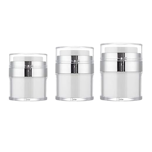 DAZAIGE 3 Pieces Empty Airless Pump Bottles White Leakproof Acrylic Vacuum Press Face Cream Jars Refillable Lotion Foundation Oil Serums Cosmetic Container Portable Travel Makeup Skin Care Tool, Mixed